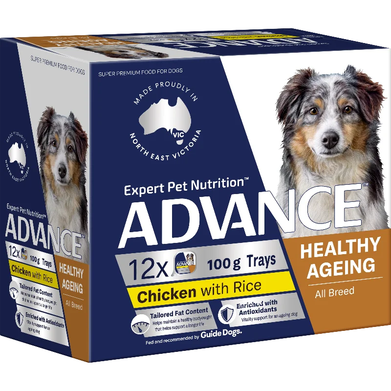 Advance Chicken and Rice Healthy Ageing All Breed Mature Wet Dog Food Tray 100g x 12