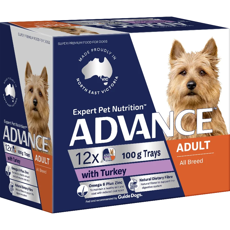 Advance Turkey All Breed Adult Wet Dog Food Trays 100g x 12