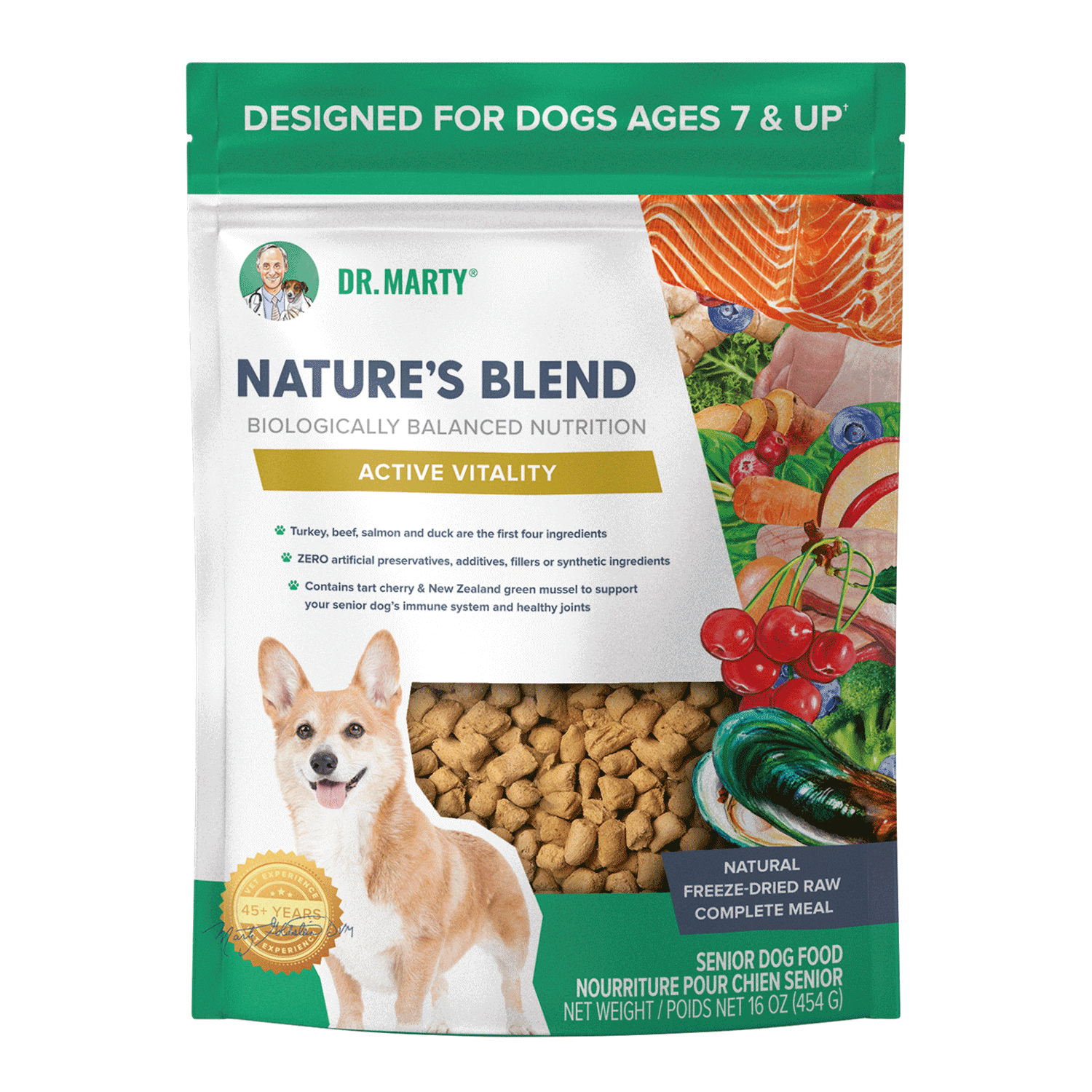 Dr Marty Nature's Blend Active Vitality Freeze Dried Senior Dog Food 48 oz