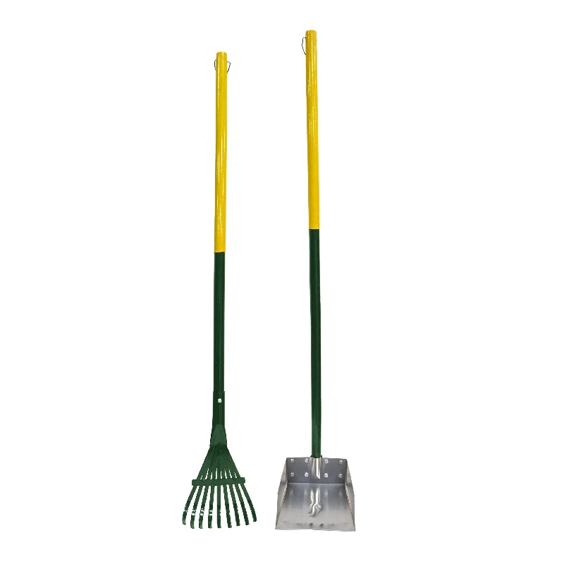 Four Paws Dog Rake & Scooper Set for Pet Waste Pick-up Rake & Pan Set Small, 7" x 7" x 38"