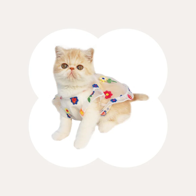 Flower Embroidery Cat Dress