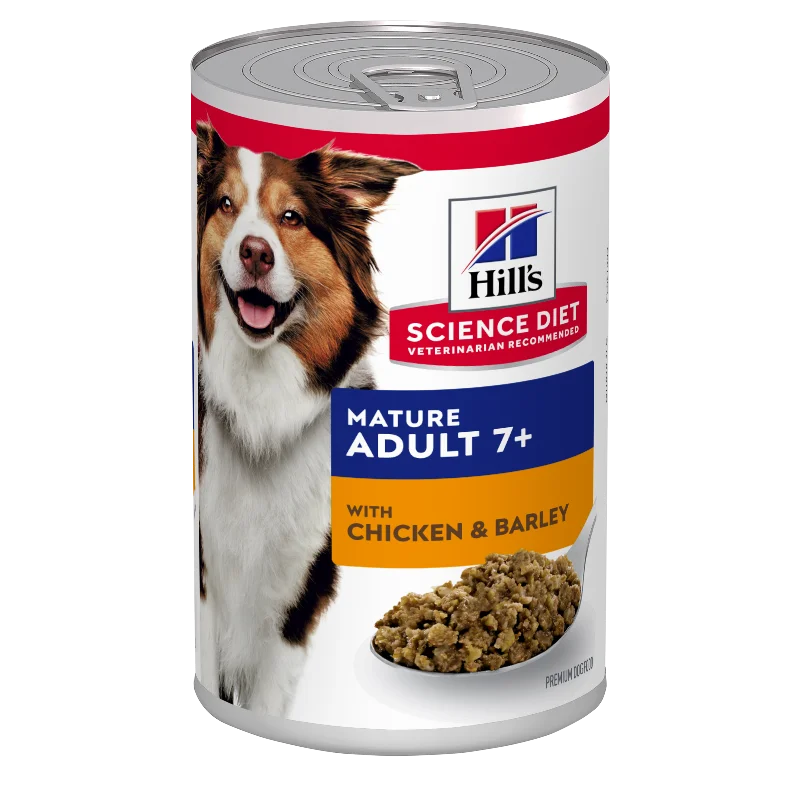 Hill's Science Diet Adult 7+ Senior Chicken & Barley Canned Dog Food 370g x 12