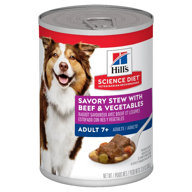 Hill's Science Diet Adult 7+ Senior Savory Stew Beef & Vegetable Canned Dog Food 363g x 12