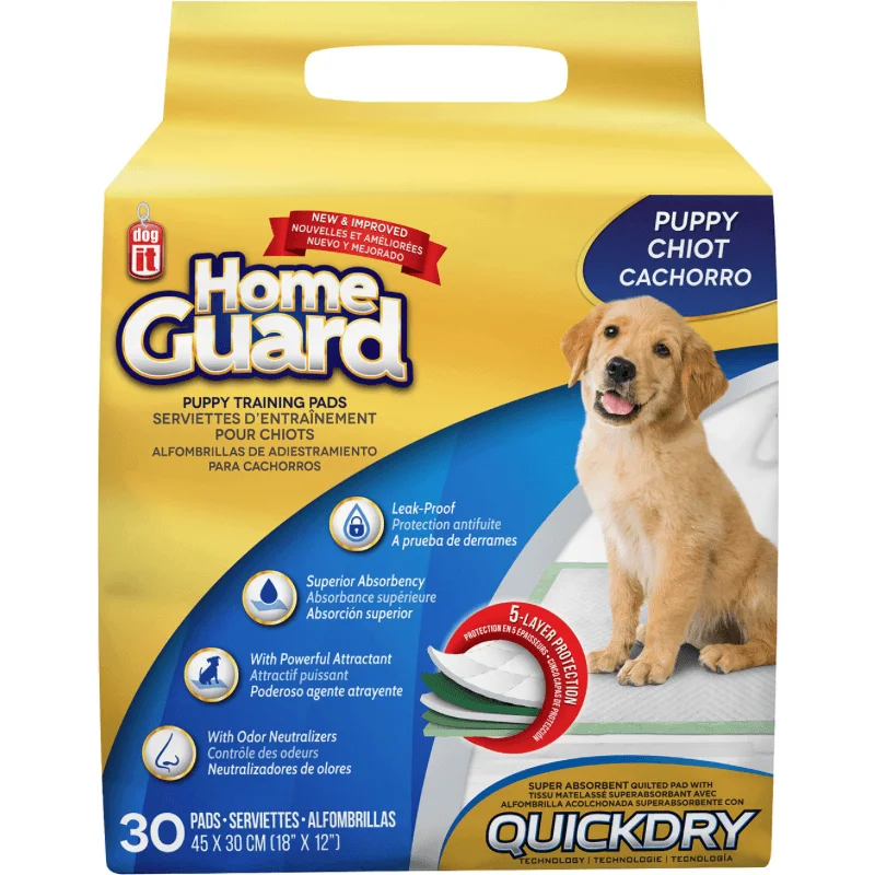 Puppy Training Pads - HOME GUARD - 18" × 12" pad, pack of 30