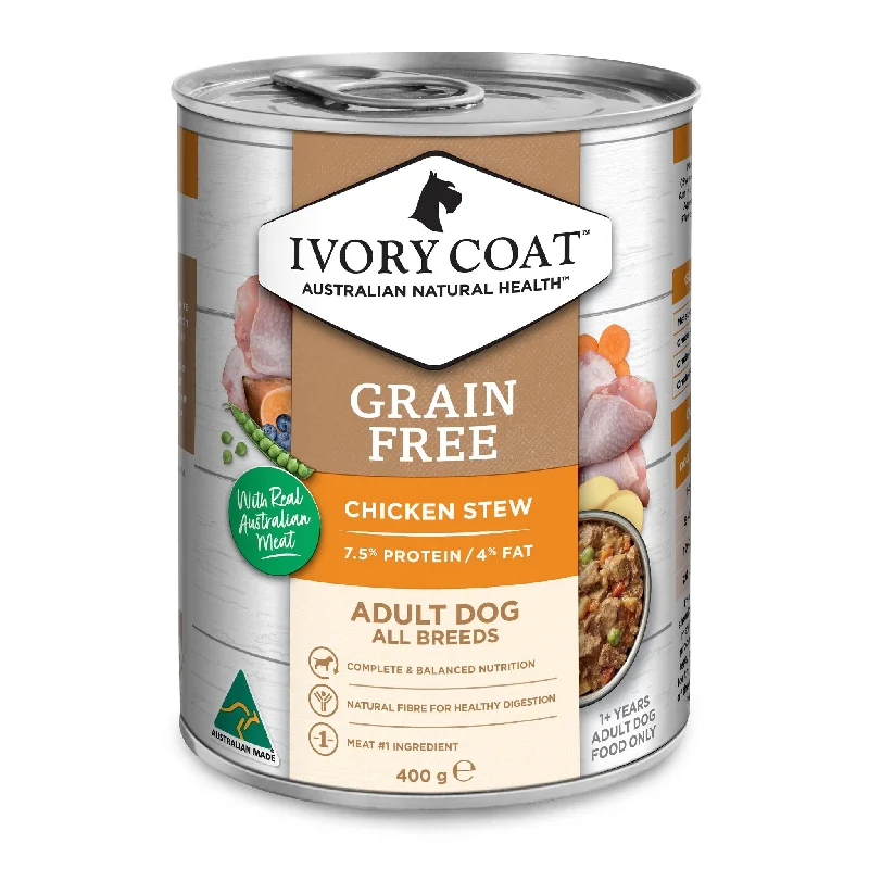 Ivory Coat Adult Grain Free Chicken Stew Dog Wet Food 400g x 12