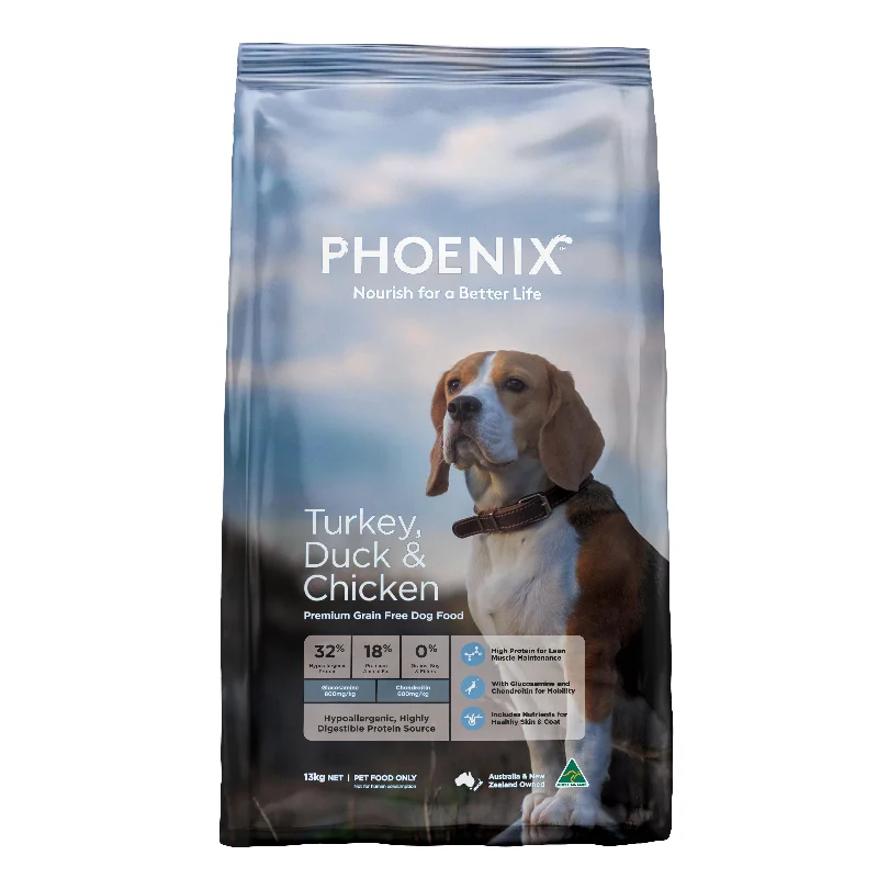 Phoenix Grain Free Dry Dog Food Turkey Duck and Chicken 13kg***