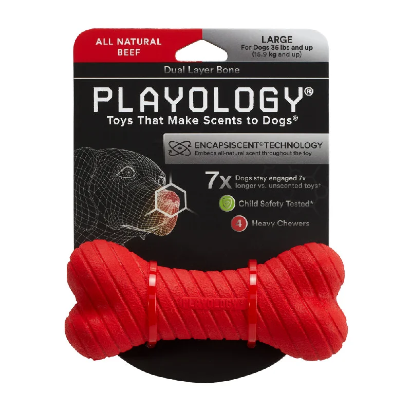 Playology Dual Layer Bone Beef Scented Dog Toy