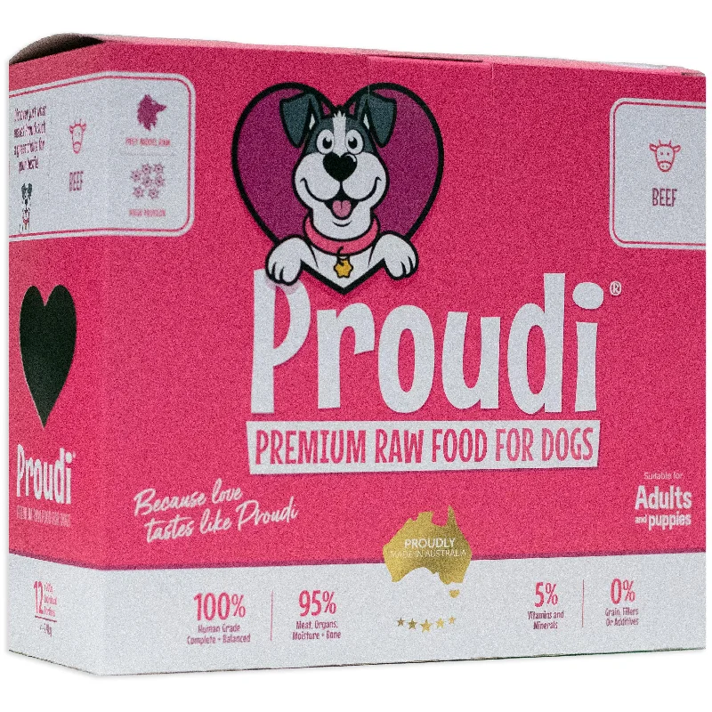 Proudi Beef Raw Dog Food Patties 2.4kg