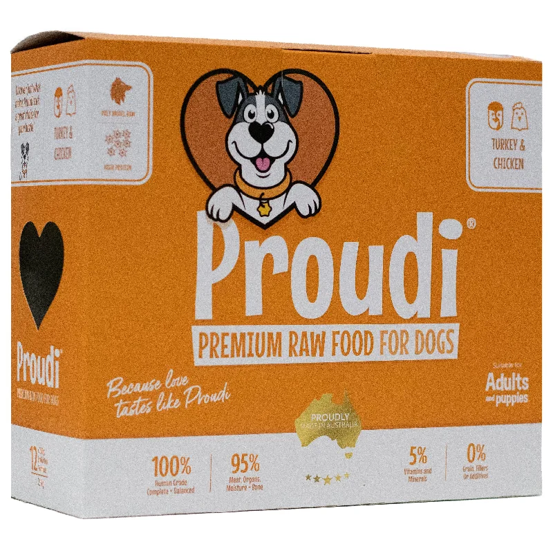 Proudi Turkey and Chicken Raw Dog Food Patties 2.4kg