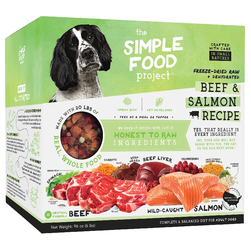 The Simple Food Project Synthetic Free Freeze Dried Dog Food, Beef & Salmon Recipe