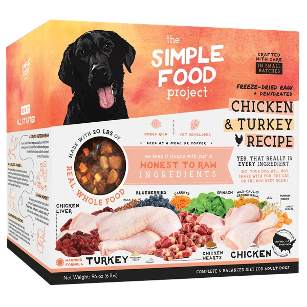 The Simple Food Project Synthetic Free Freeze Dried Dog Food, Chicken & Turkey Recipe