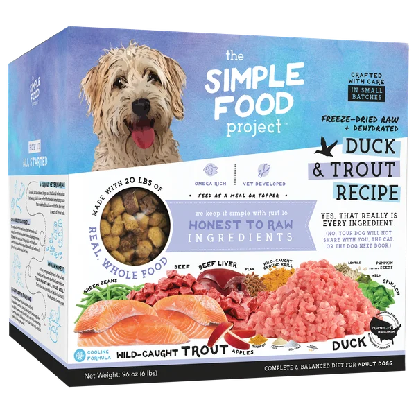 The Simple Food Project Synthetic Free Freeze Dried Dog Food, Duck & Trout Recipe