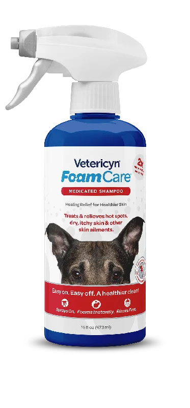 Vetericyn FoamCare Sprayable Medicated Shampoo for Dogs & Cats, 16-ounce