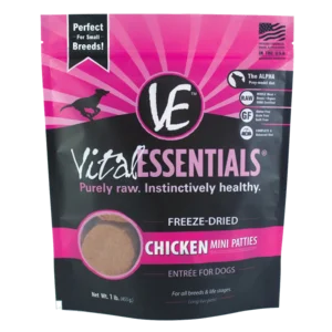 Vital Essentials Chicken Mini Patties Freeze-Dried Grain Free Dog Food