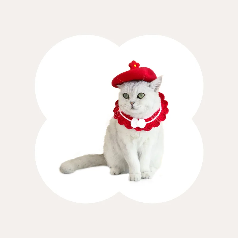 Christmas Stylish Floral Cat Beret