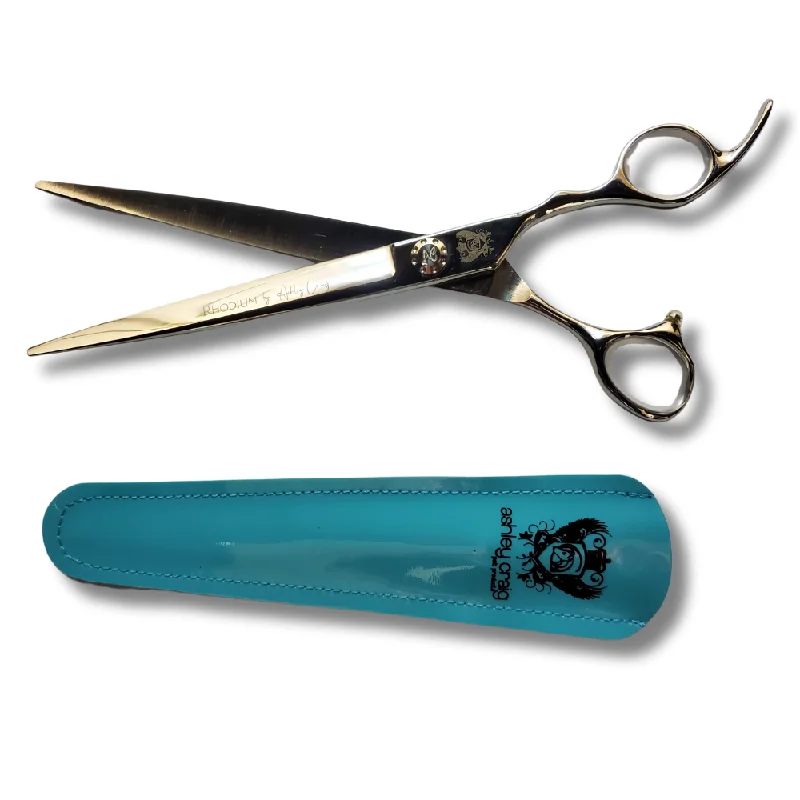 Ashley Craig Oynx Rhodium Series Grooming Shears For Dogs, 8" Straight