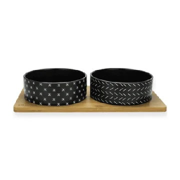 Bamboo and Ceramic Bowls - Black