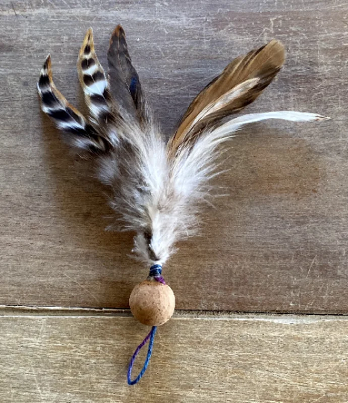 Birdie Cat-fishing Lure, Natural Cork and Rooster Feathers