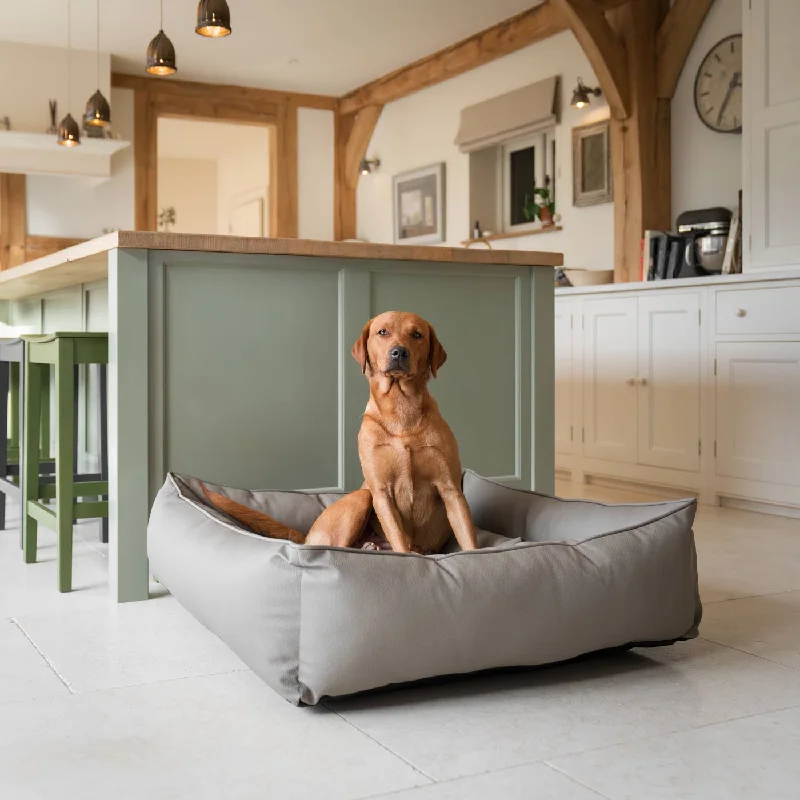 Box Bed With Removable Covers in Rhino Tough Camel Faux Leather by Lords & Labradors