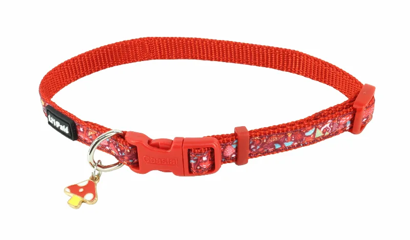 Coastal Pet Products Li'l Pals Charming Ribbon Overlay Dog Collar in Li'l Mushrooms