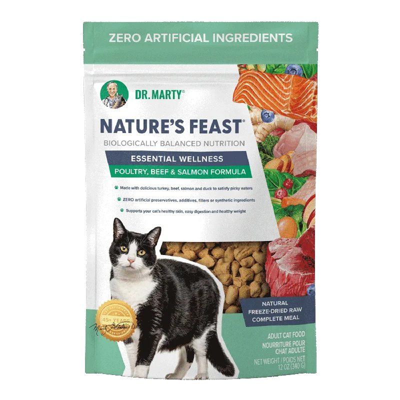 DR. MARTY Nature’s Feast Essential Wellness Poultry, Beef & Salmon Freeze Dried Raw Cat Food