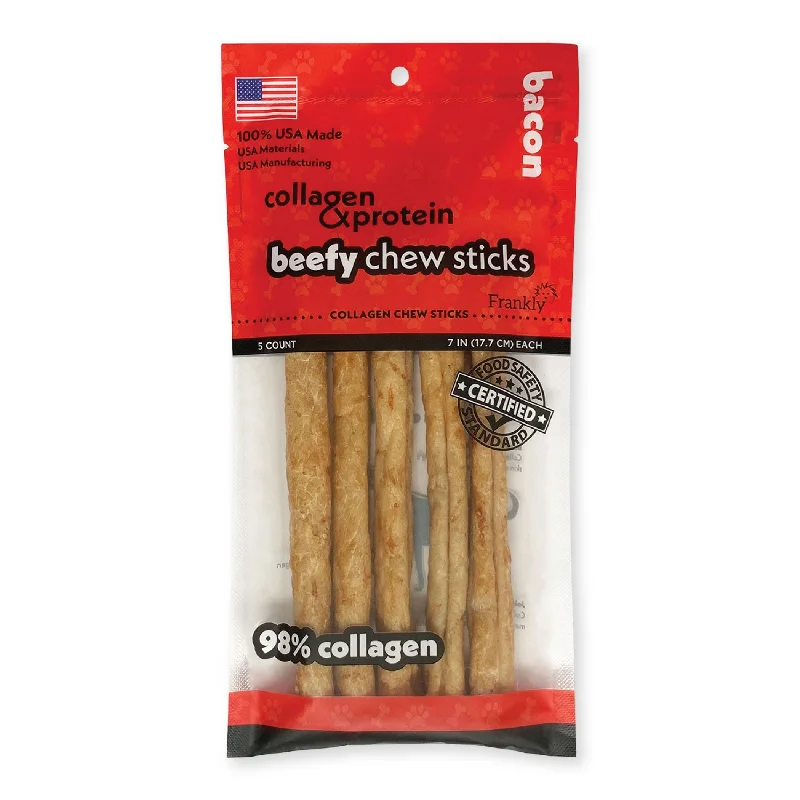 Frankly Pet Premium USA Beefy Sticks Collagen Dog Chew, Bacon