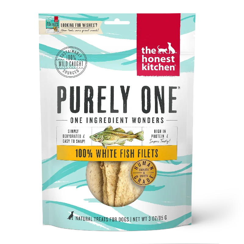 The Honest Kitchen Purely One Whitefish Filets Dog Treats, 3oz