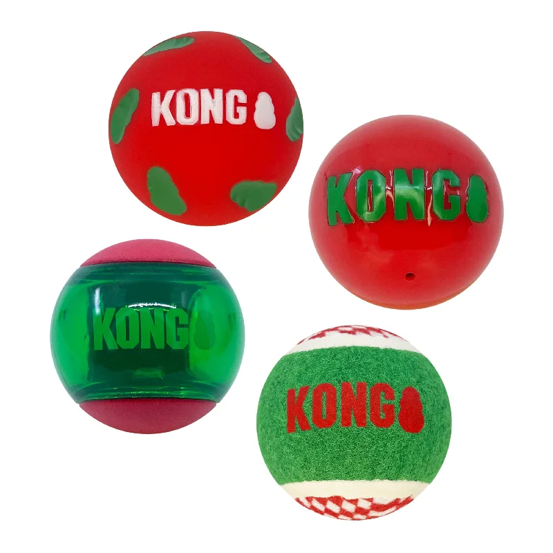 KONG Christmas Occasions Balls Medium 4 Pack Dog Toy