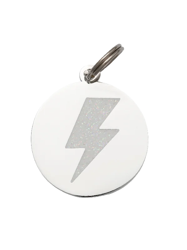 Lightning Bolt Pet ID Tag Silver