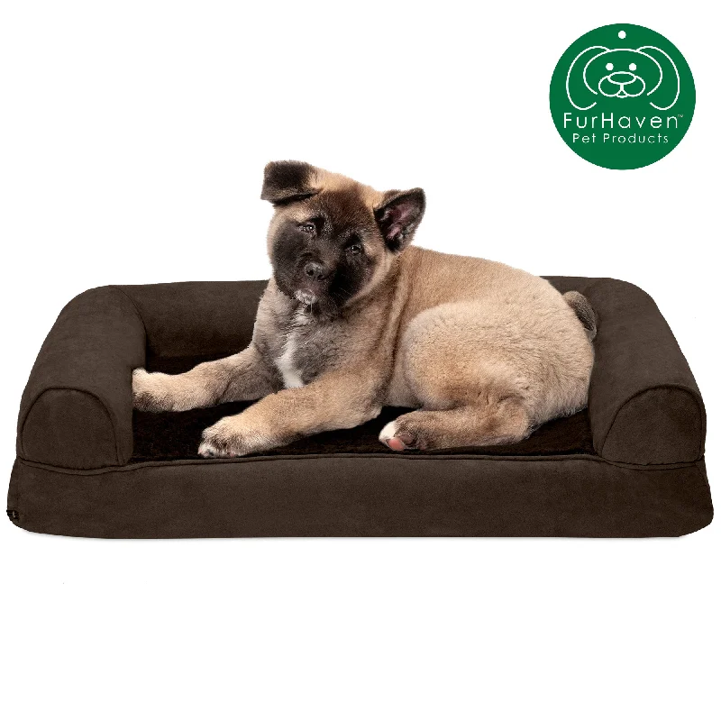 Memory Foam Plush & Suede Couch Pet Bed