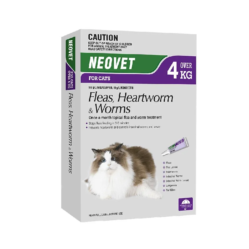 Neovet Flea Heartworm and Worming Treatment for Large Cats 3 Pack