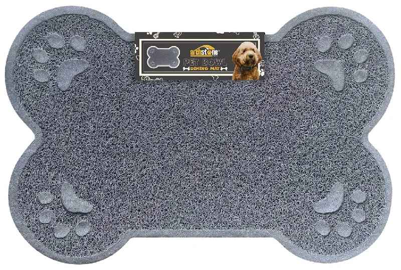 Pet Bowl Dining Mat Gray Bone