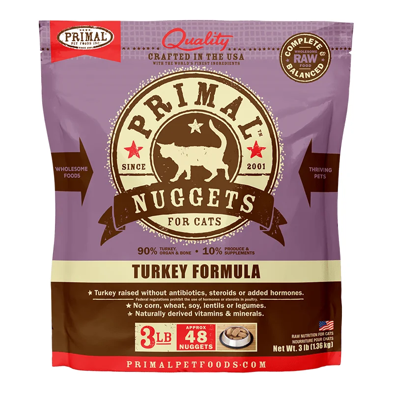 Primal Raw Frozen Nuggets Turkey Formula For Cats