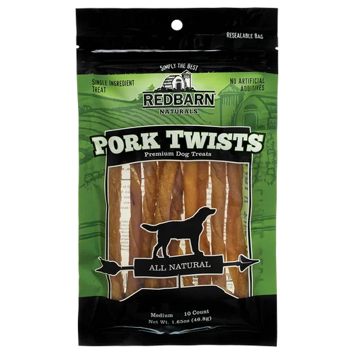 Redbarn Pork Skin Twists Dog Treats, 10pk