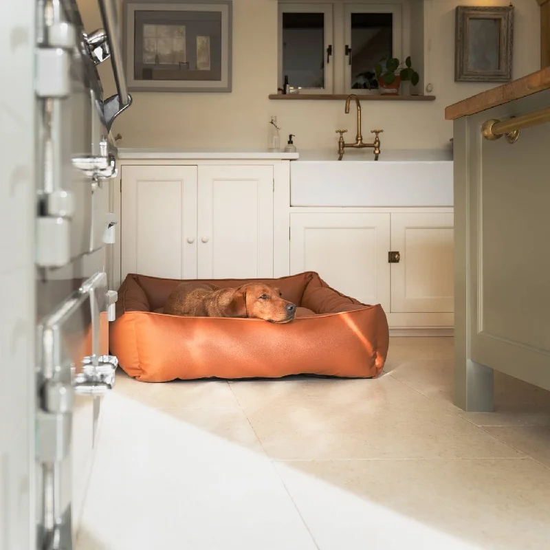 Box Bed With Removable Covers in Rhino Tough Ember Faux Leather by Lords & Labradors