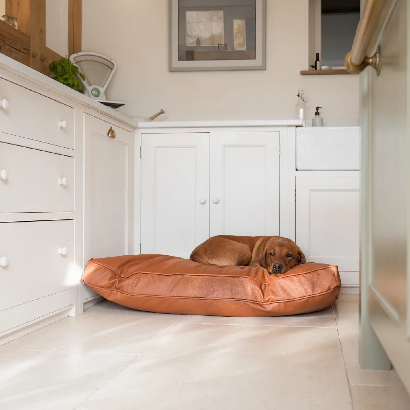 Dog Cushion With Removable Cover in Rhino Tough Ember Faux Leather by Lords & Labradors