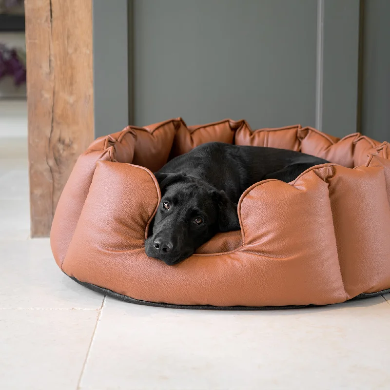 High Wall Bed With Removable Covers in Rhino Tough Ember Faux Leather by Lords & Labradors