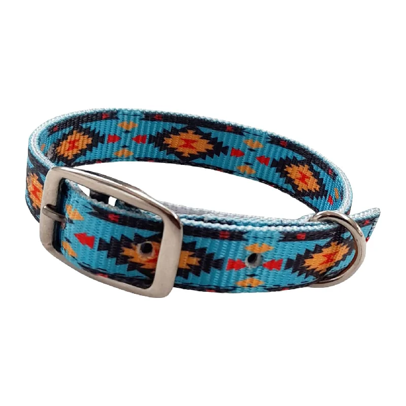 Showman Couture Southwest Nylon Dog Collar, Teal Southwest