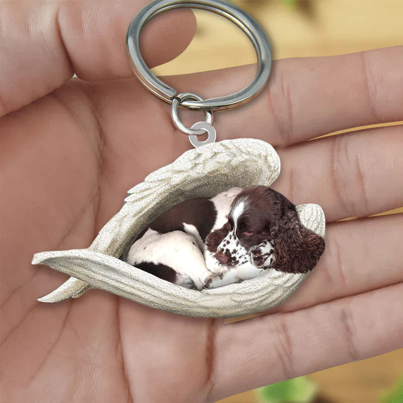 Sleeping Angel Acrylic Keychain English Springer Spaniel