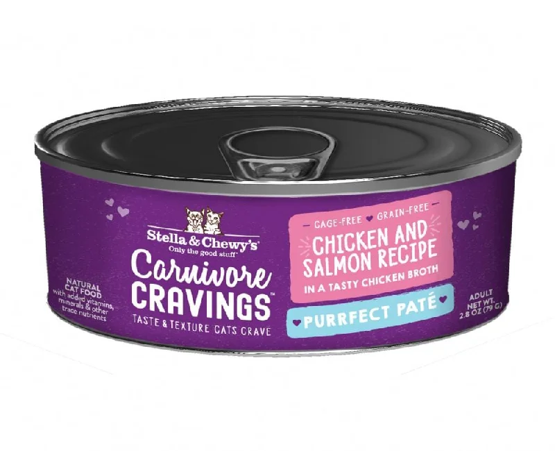 Stella & Chewy's Carnivore Cravings Purrfect Pate Chicken & Salmon Pate Recipe in Broth Wet Cat Food