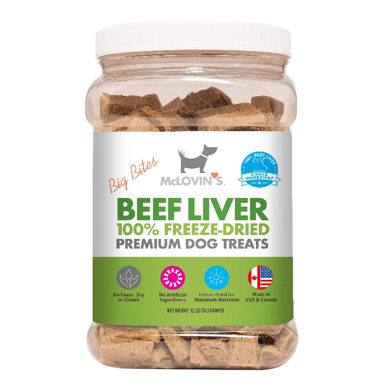 Freeze Dried Raw Beef Liver Dog Treats, 12 oz Canister