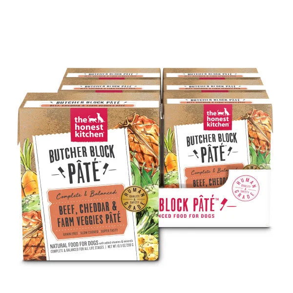 The Honest Kitchen Butcher Block Pate Beef, Cheddar & Farm Veggies Wet Dog Food, 6/10.5oz