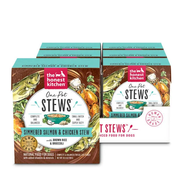 The Honest Kitchen One Pot Stews Simmered Salmon & Chicken Stew with Brown Rice & Broccoli Wet Dog Food Wet Dog Food, 6/10.5oz