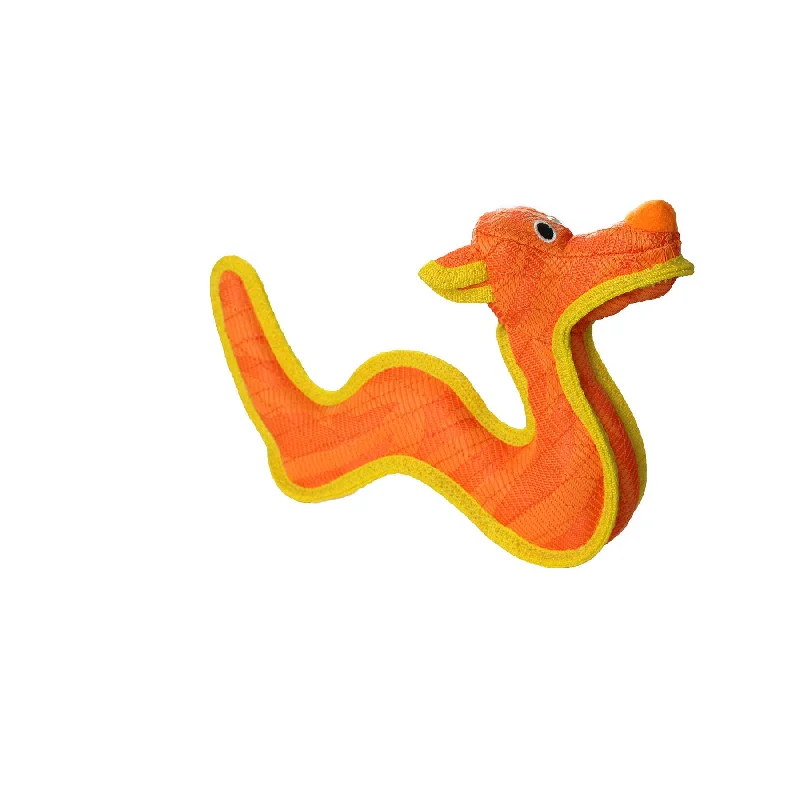 Tuffy Dog Toys - VIP Products - DuraForce Dragon Tiger - Orange, Durable, Squeaky Dog Toy