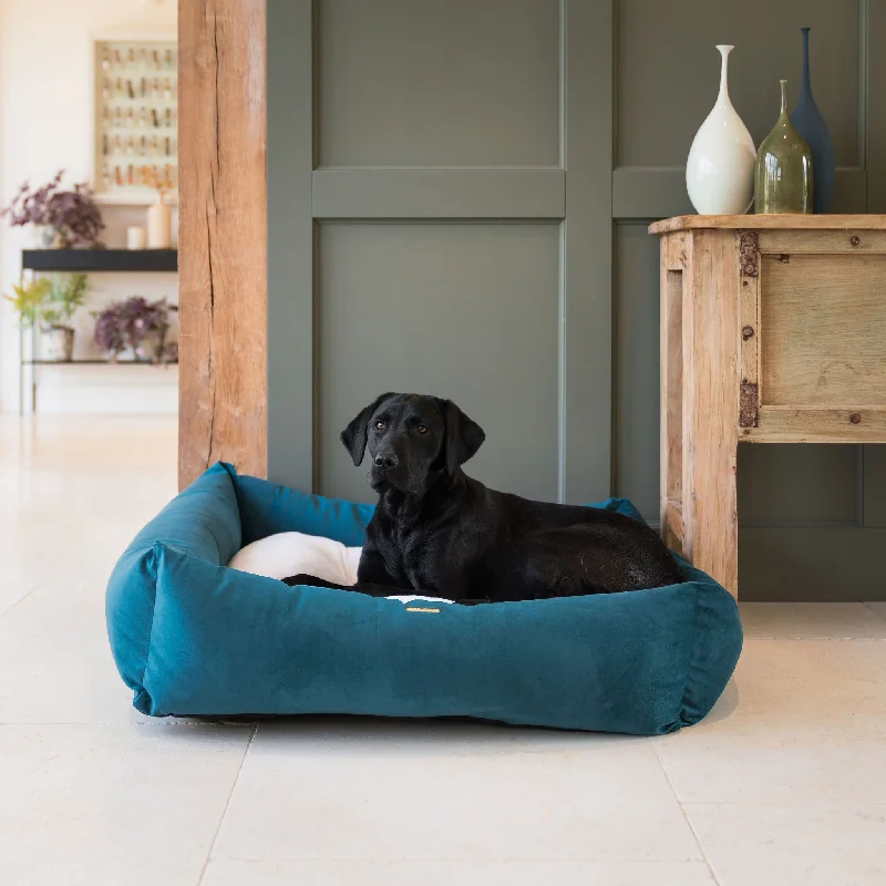 Box Bed With Removable Covers In Marine Velvet by Lords & Labradors