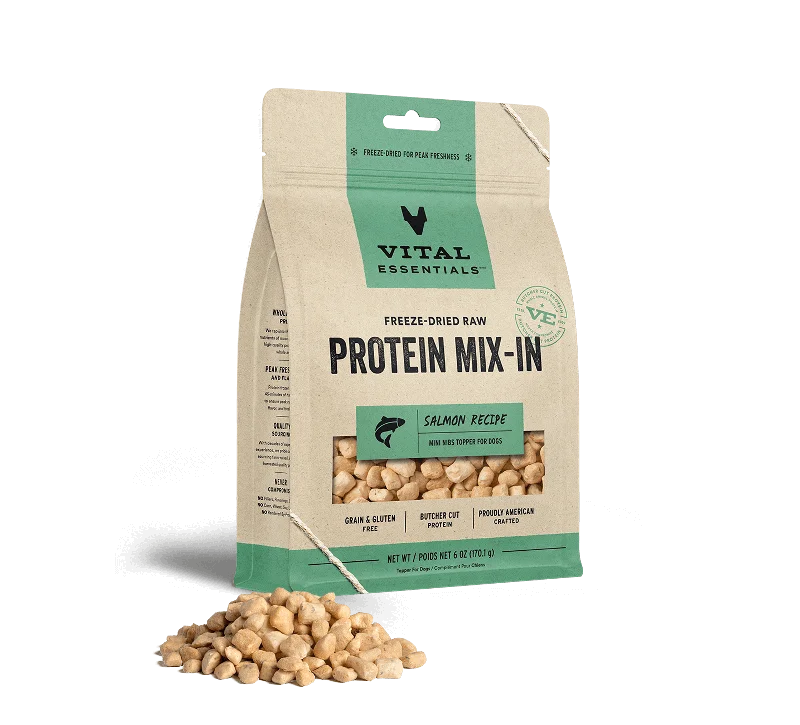 Vital Essentials Salmon Recipe Freeze-Dried Raw Protein Mix-In Mini Nibs Topper For Dogs