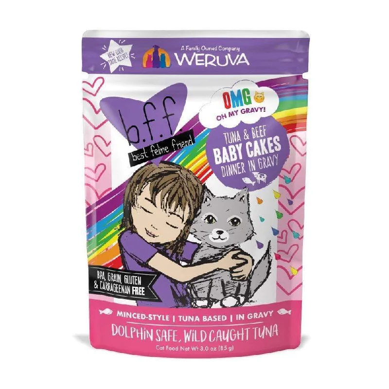 Weruva BFF Tuna & Beef Baby Cakes Recipe Single Pouches Wet Cat Food