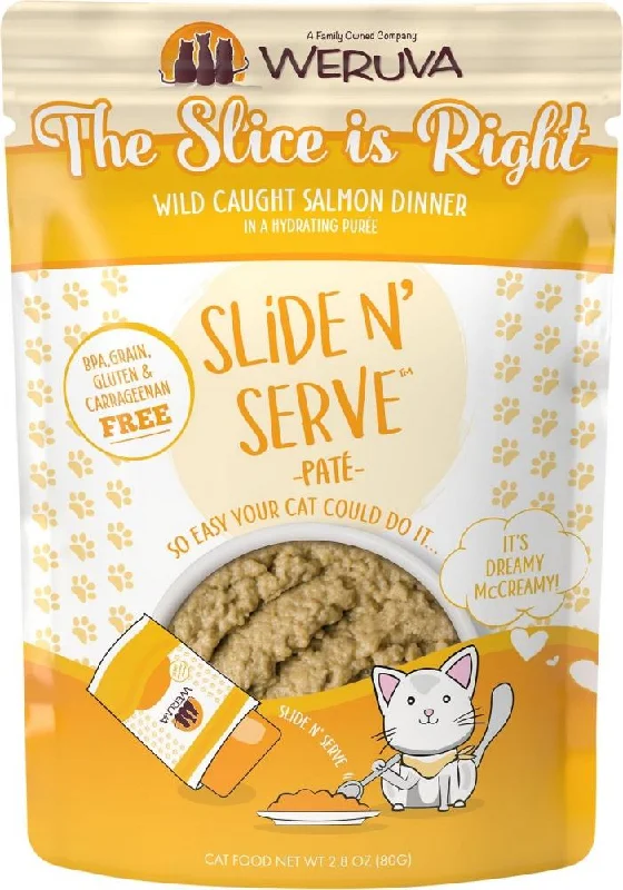 Weruva Slide N' Serve Grain Free The Slice is Right Wild Caught Salmon Dinner Wet Cat Food Pouch Single