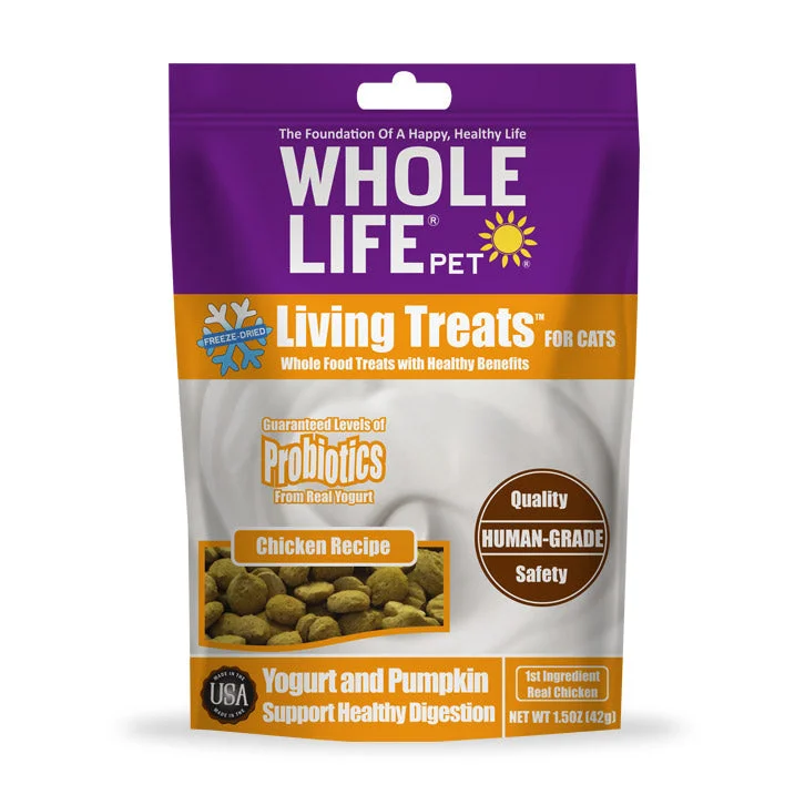 Whole Life Pet Living Treats with Chicken and Probiotics for Cats, 1.5 oz Bag