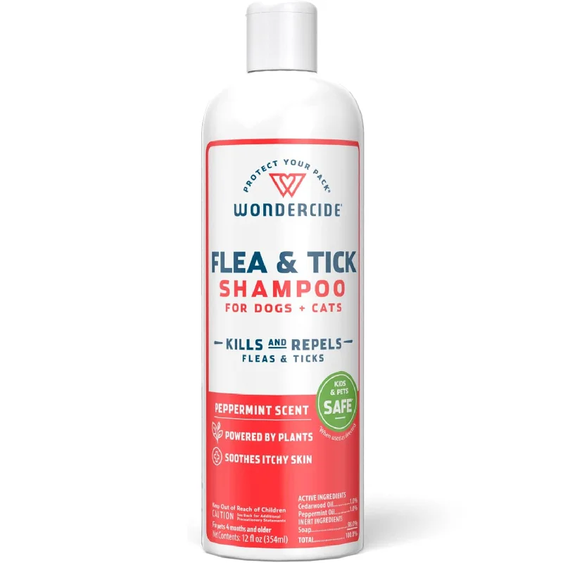 Wondercide Flea & Tick Shampoo for Dogs + Cats, Peppermint, 12 oz